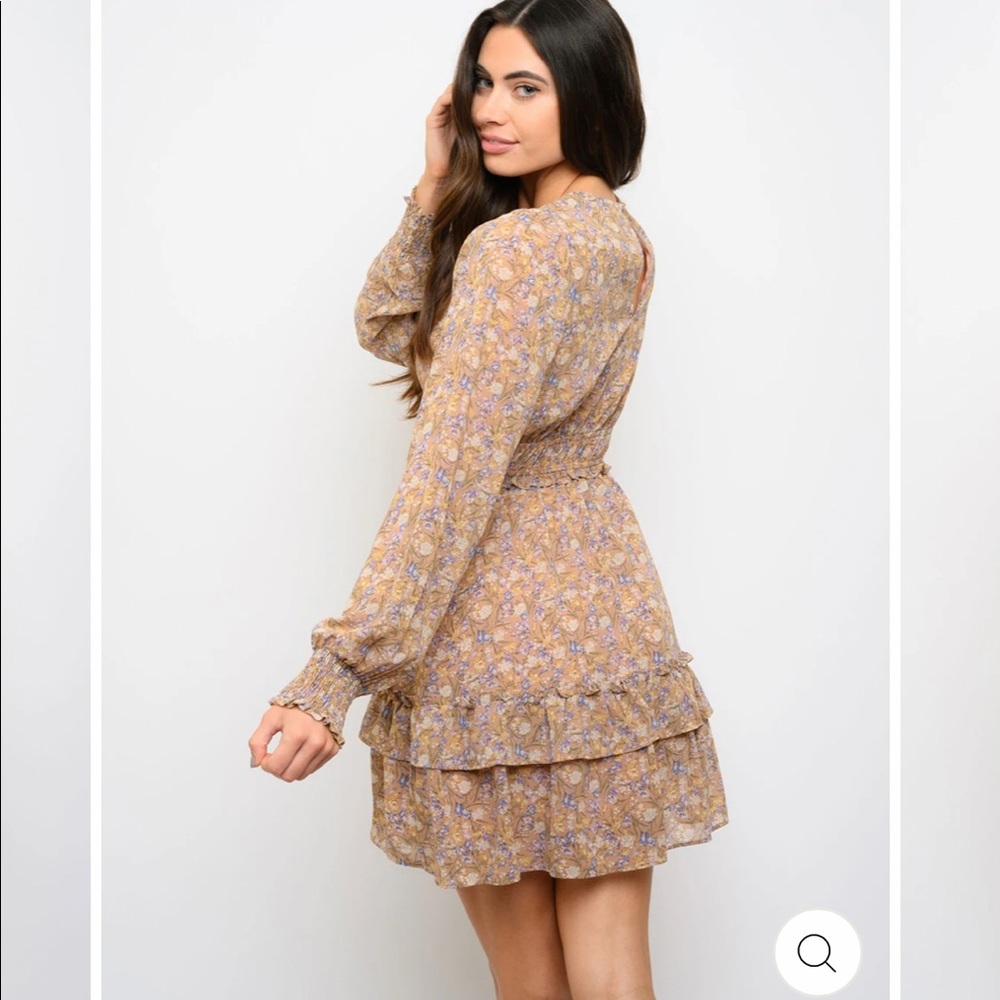 NWT STORIA LONG SLEEVE FLORAL MINI DRESS - Picture 3 of 3